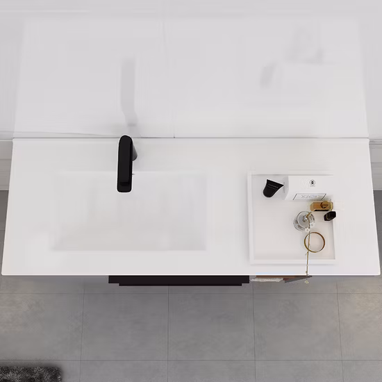 Moderner Waschtisch mit Spiegel, wasserdichter Badezimmerschrank, bodenmontierter Waschraumschrank, luxuriöse Wohnmöbel