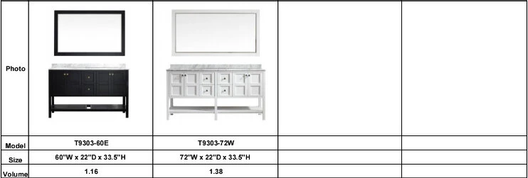 China Floor Mounted Double Sinks Freestanding Bathroom Vanity T9303-30W