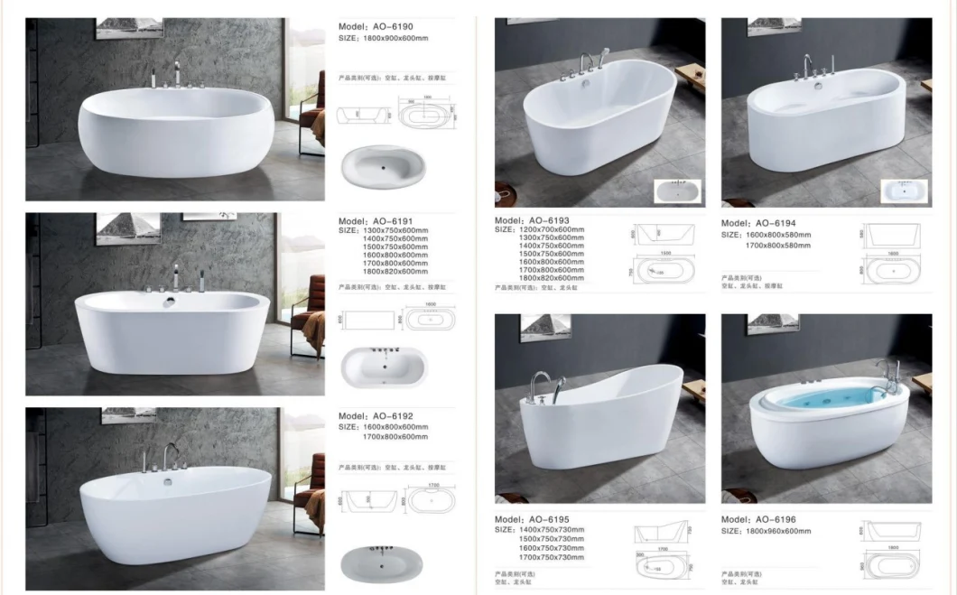 White Acrylic Guangdong Bathtub&Whirlpools